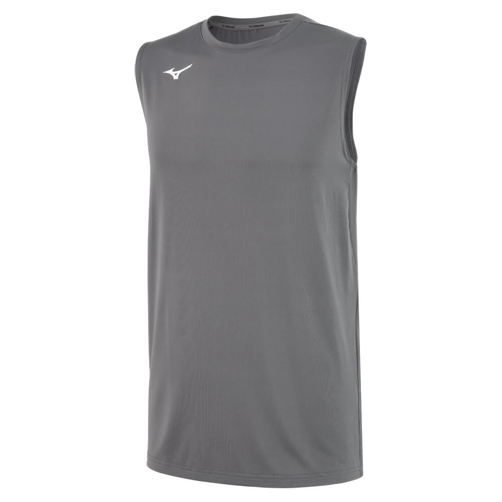 Mizuno Men's Sleeveless Volleyball Jersey features a simple maroon design ideal for best volleyball gear | All Volleyball