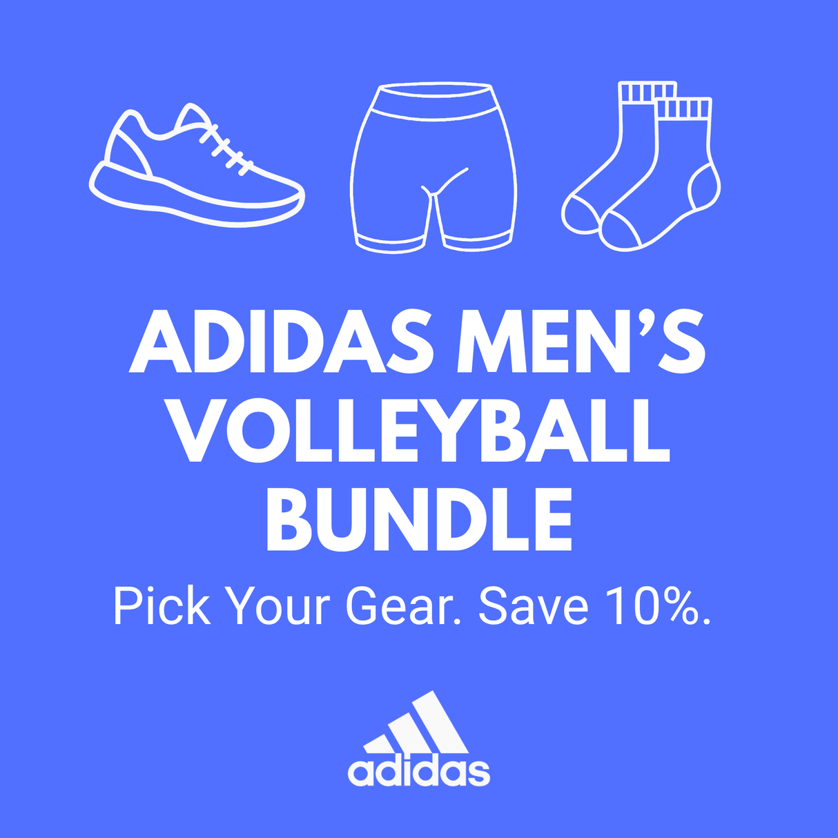 Adidas Men’s Volleyball Bundle – Shoes, Kneepads, Socks