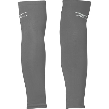 Mizuno Volleyball Arm Sleeves in light gray feature a snug, supportive fit for the best volleyball performance | All Volleyball