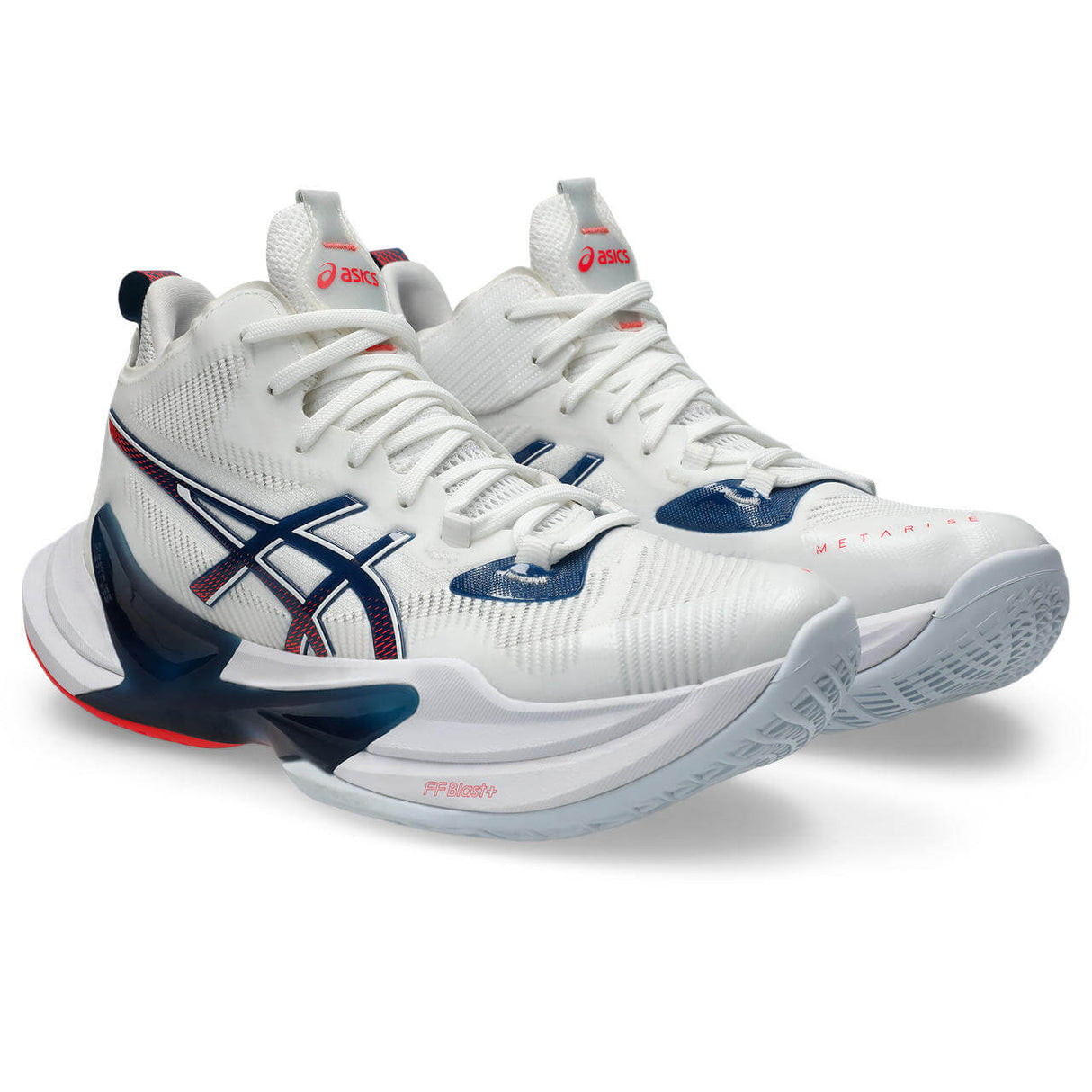 ASICS Men's Metarise 2 Volleyball Shoe White/Blue - 4