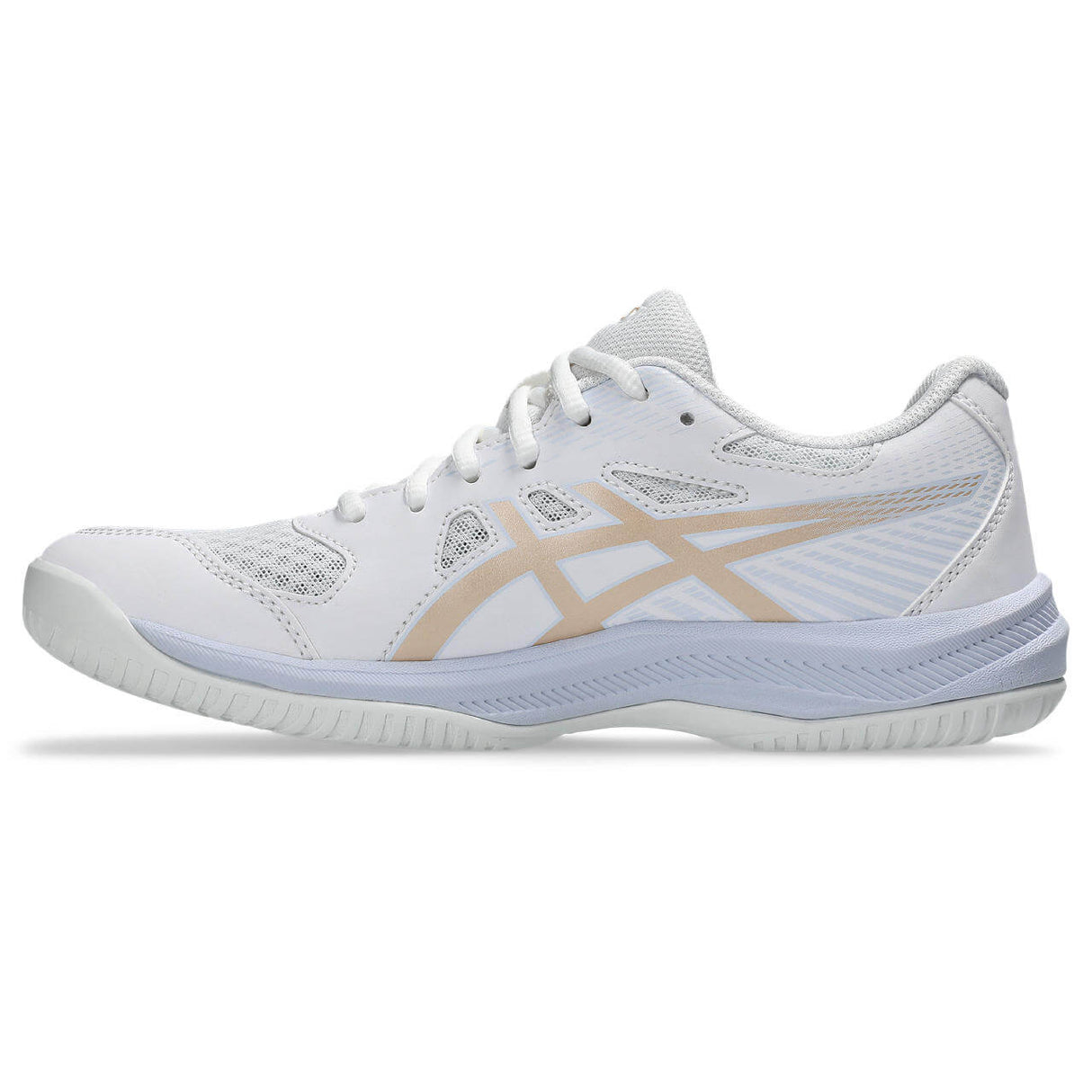 ASICS Women's Upcourt 6 Volleyball Shoe White/CHampagne - 3