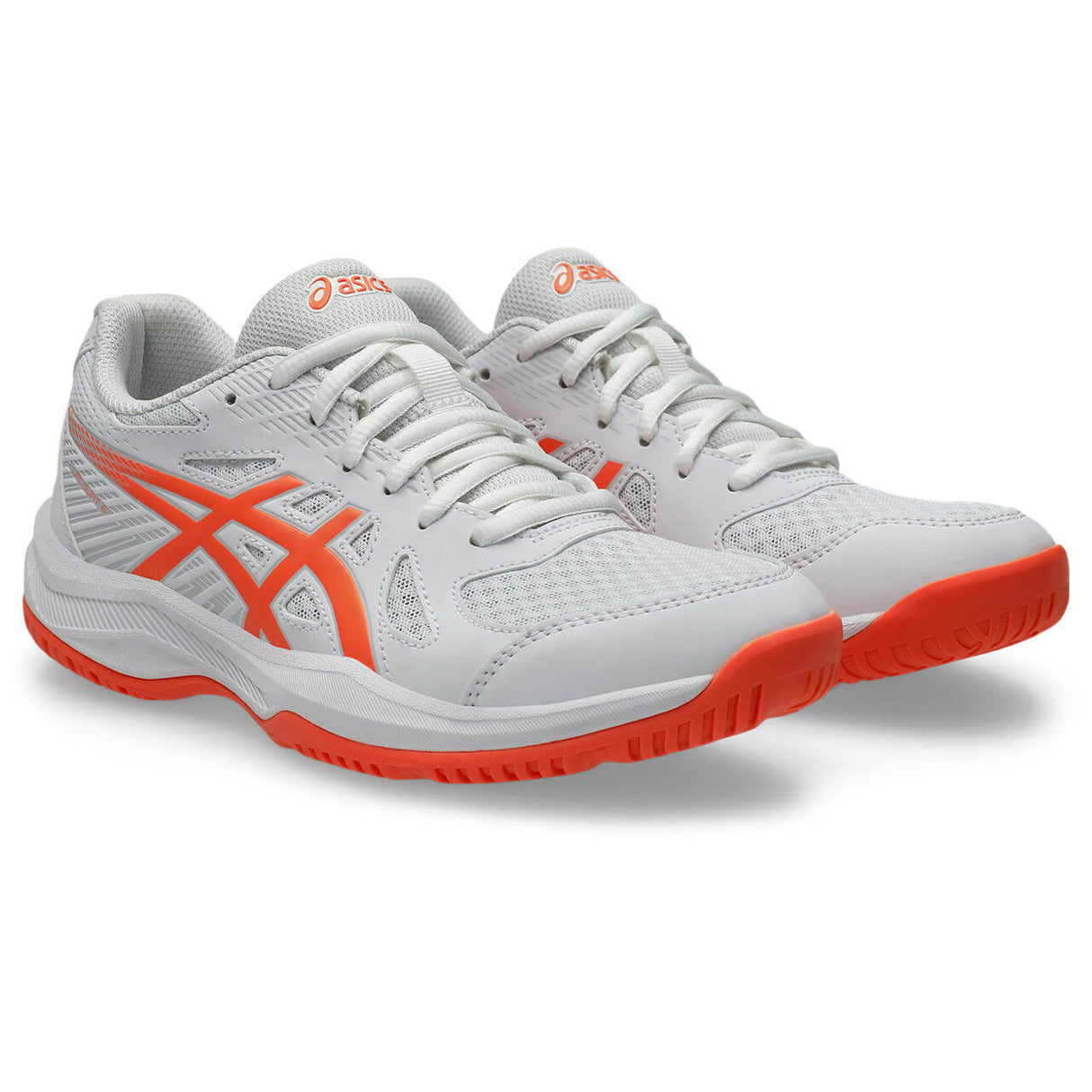 ASICS Women's Upcourt 6 Volleyball Shoe White/Vivid Coral - 4