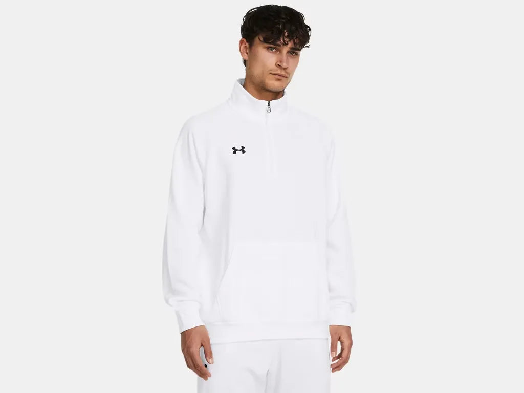Under Armour Men's Rival Fleece 1/4 Zip White - 1