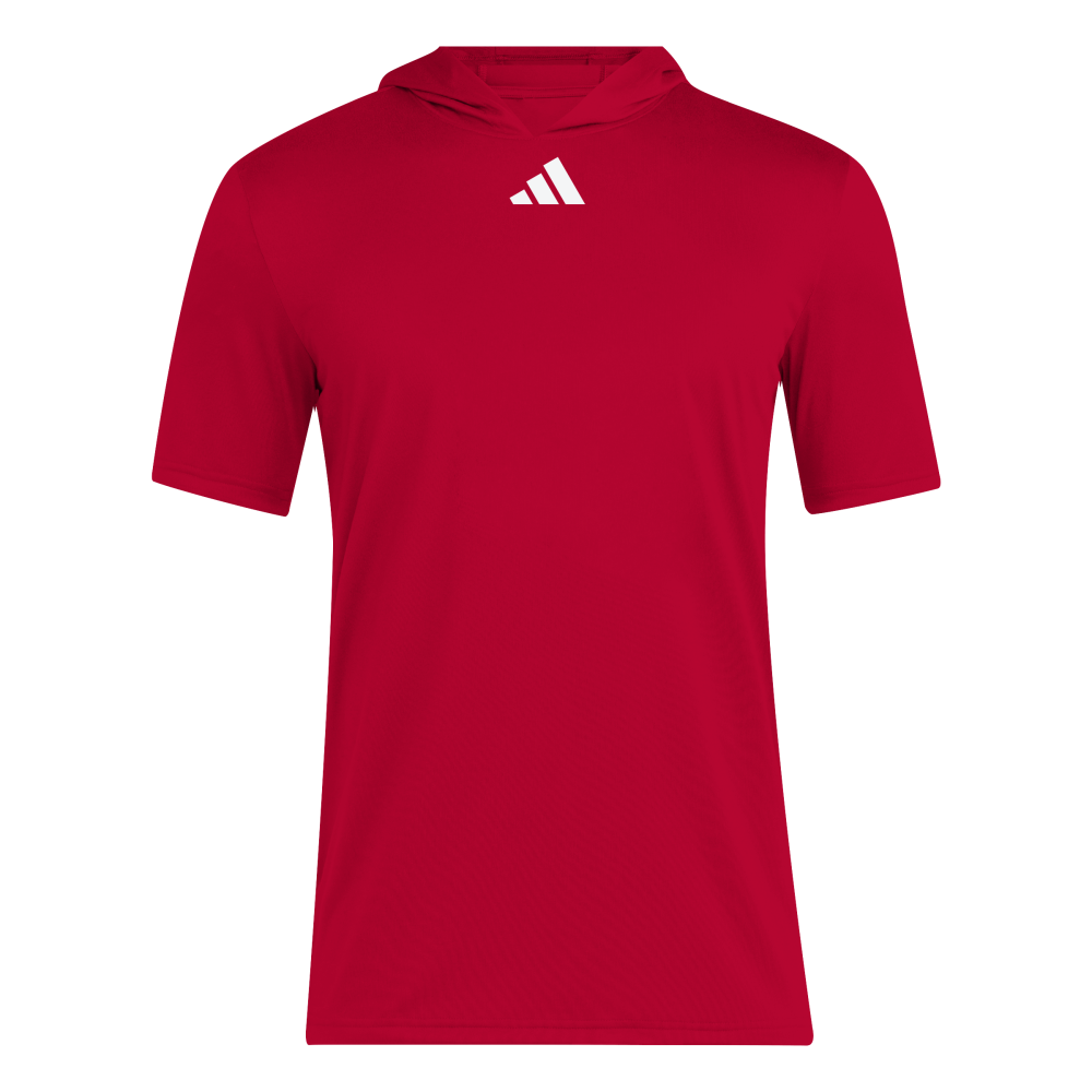 adidas Men's D4T Short Sleeve Lightweight Hoodie Red