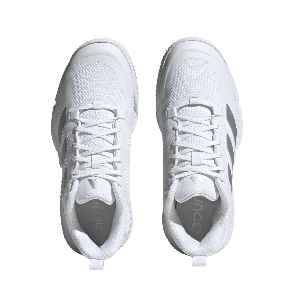 adidas Women's Court Team Bounce 2.0 Volleyball Shoe White Silver - 3