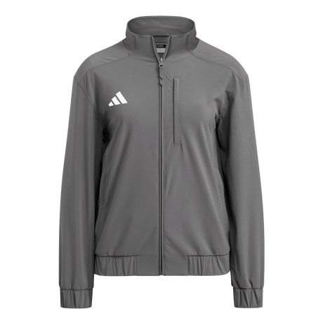 adidas Women's Woven Full Zip Travel Jacket Dark Gray - 1