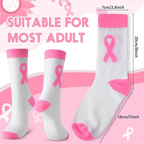 Pink Ribbon Volleyball Crew Socks - White