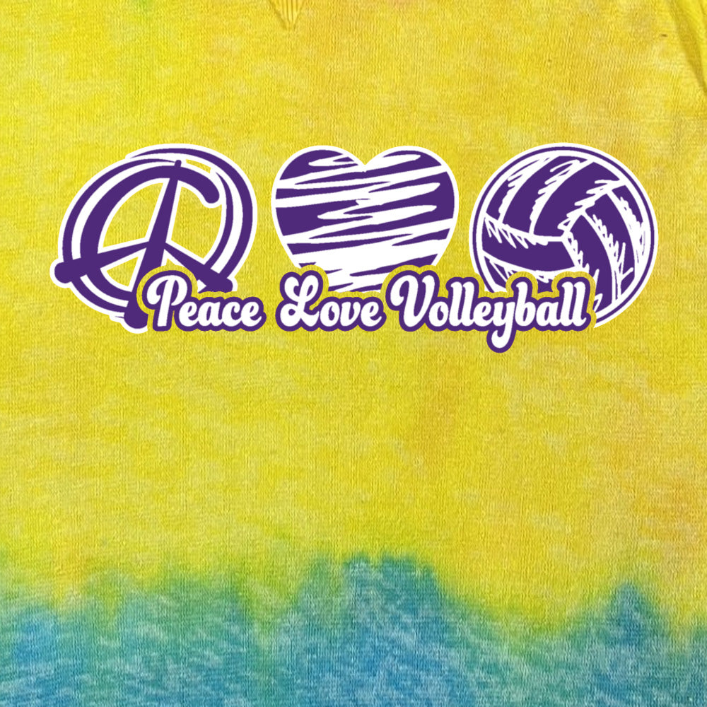 Peace, Love, Volleyball Tie Dye Hoodie