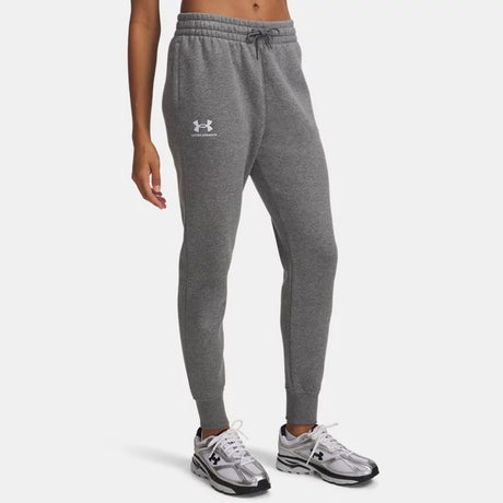 Under Armour Women's Icon Fleece Jogger in grey with elastic waistband and cuffed ankles; best volleyball apparel | All Volleyball