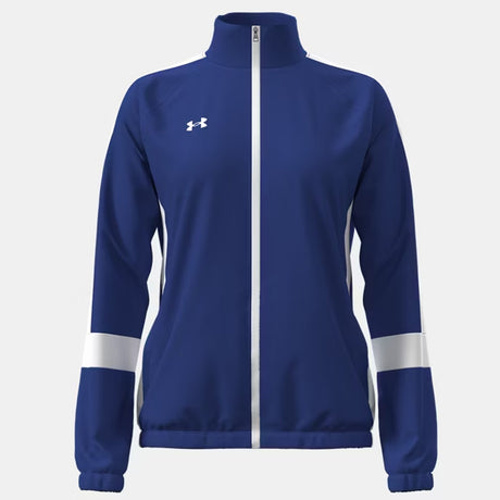 Under Armour Women's Team Knit Warm-Up Jacket in blue with a zippered front; best volleyball apparel | All Volleyball